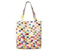 OAZCVBNN Triangle Geometric Print Canvas Shoulder Bag Large Capacity Reusable Tote Foldable Office Travel Picnic