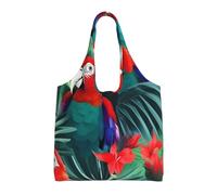 OAZCVBNN Tropical Flower Parrot Print Large Size Canvas Tote Bag Unisex Lightweight Shoulder Handbag Shopping Travel Daily