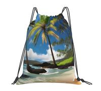 OAZCVBNN Tropical Palm Tree Hawaii Beach Print Men Women Lightweight Foldable Drawstring Bag Sports Travel Yoga Workout Backpack