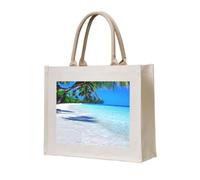 OAZCVBNN Tropical White Sand Beach And Ocean Print Eco-Conscious Tote Bag Unisex Large Reusable Everyday Office Shopping Beach Travel