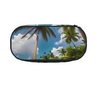 OAZCVBNN Two Palm Tree Tropical Print Lightweight Convenience Pencil Bag School Students Pen Case Makeup Travel Boy Girl