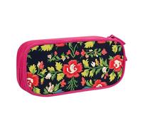 OAZCVBNN Ukrainian Embroidery Style Rose Print Pencil Case Storage Makeup Erasers Pens Students School Office Multi-Scenes Use