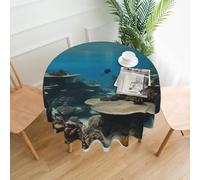 OAZCVBNN Underwater Ocean View Print Round Tablecloth for Waterproof Washable Outdoor Party Picnic Camping Home Decor