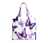 OAZCVBNN White Purple Butterflies Print Large Size Canvas Tote Bag Unisex Lightweight Shoulder Handbag Shopping Travel Daily