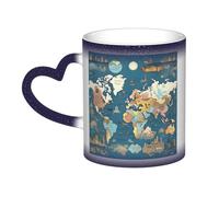 OAZCVBNN World Map Pattern Print Starry Sky Ceramic Color-Changing Mug Gift Daily Coffee Mugs Birthday Anniversary