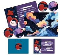 OAZEUSYN 12 x Invitation Cards Children's Birthday Boy with Envelope German, Birthday Invitations Boys, Cartoon Invitation Cards Birthday Set for Themed Party (A6) (A)