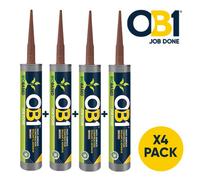 Ob1 Biobased Multi-Surface Construction Sealant & Adhesive Brown - 4 X 290Ml -Ideal For Kitchens, Bathrooms, Indoor & Outdoor