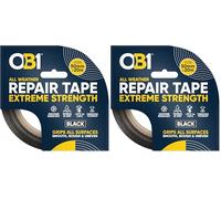 OB1 Black All Weather Repair Tape Extreme Strength - Ultra Strong Waterproof Duct Tape - Maximum Bond Strength - Heat, Water & UV Resistant - Indoor & Outdoor Use - 50mm x 20m Roll (Pack of 2)
