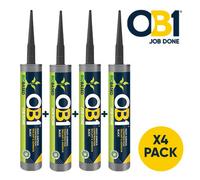 Ob1 Black Biobased Multi-Surface Construction Sealant & Adhesive - Durable, Weather & Uv Resistant - 4 X 290Ml