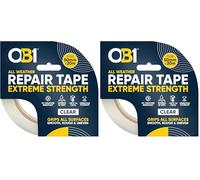 OB1 Clear All Weather Repair Tape Extreme Strength - Ultra Strong Waterproof Duct Tape - Maximum Bond Strength - Heat, Water & UV Resistant - Indoor & Outdoor Use - 50mm x 20m Roll (Pack of 2)