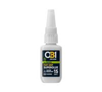 OB1 Fast Grip Super Glue 20g - Water Resistant, Flexible & Ultra Strong Adhesive, Fast 15 Second Bond, Clear Adhesive for Wood, Metal, Plastics & Elastomers