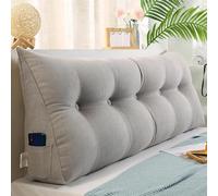 ObaBO Sofa Back Cushion, Bed Backrest, Reading Cushion, Large Triangular Backrest, Simple Soft Bag, Waist Pillow, Solid Color, Sofa Backrest Cushion,Gray-180 * 50 * 20cm