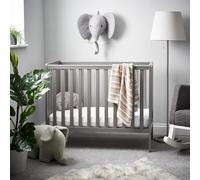 Obaby Bantam Space Saver Cot, Taupe Grey Compact Baby Cot with Adjustable Mattress Base for Smaller Nurseries