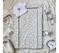 Obaby Changing Mat - Leopard Print Grey | Soft Padded Baby Changing Mat | Waterproof & Easy Wipe Clean