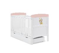 Obaby Grace Inspire Cot Bed & Underdrawer - Water Colour Rabbit - Pink