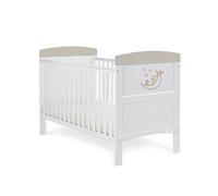 Obaby Guess How Much I Love You Cot Bed - Adjustable Convertible Baby Bed - To The Moon & Back - White