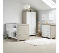 Obaby Nika 3 Piece Nursery Furniture Set - Grey Wash & White