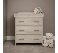 Obaby Nika Changing Unit - Grey Wash, 3 Drawer Nursery Changer with Removable Changing Top