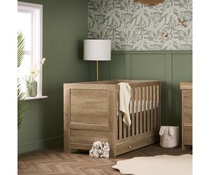 Obaby Nika Under Drawer 140 x 70cm - Oak Cot Bed Storage Drawer with Castors