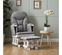 Obaby Reclining Gliding Nursing Chair & Stool - White & Grey