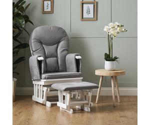 Obaby Reclining Gliding Nursing Chair & Stool - White & Grey