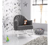 Obaby Round Back Rocking Chair - White with Grey Cushion