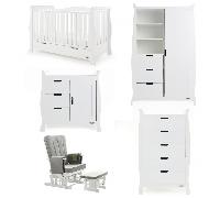 Obaby Stamford Luxe Sleigh 5 Piece Room Set - White