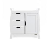 Obaby Stamford Sleigh Changing Unit - White - Nursery Storage with Drawers & Cupboard