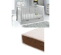 Obaby Stamford Sleigh Classic Cot Bed and Natural Coir Mattress - Warm Grey