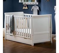 Obaby Stamford Sleigh Classic Cot Bed and Pocket Sprung Mattress - White