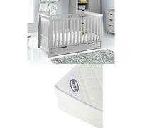 Obaby Stamford Sleigh Classic Cot Bed and Sprung Mattress - Warm Grey