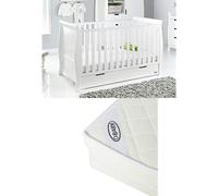 Obaby Stamford Sleigh Classic Cot Bed and Sprung Mattress - White