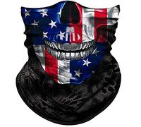 Obacle Skull Face Mask 3D Dust and Wind Protection Half Face Bandana - Skeleton Style - Motorcycle Bike Cycling Festivals - Skull Blue-Red Flag