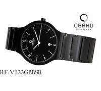 Obaku Denmark Men's Watch V133GBBSB Stainless Steel Black Simple Functional Date