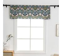Obal William Morris Blackout Short Curtains - Original Design Green Floral Valance for Kitchen, Small Window, Cafe - Rod Pocket for Bedroom, Living Room (52"x18", 1 Panel)