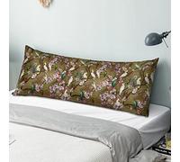 Obal William Morris Body Pillow Case, Original Design Velvet Long Bolster Pillowcase Pregnancy Maternity Orthopaedic Support Pillow Cover (Double 54'' 137cm, Brown Birds)
