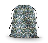 Obal William Morris Laundry Bag Foldable Designer Storage Bags With Drawstring Heavy Duty Clothes Washing Bags For Home Dorm Travel, Extra Large Strawberry Thief Green 30" x 35"