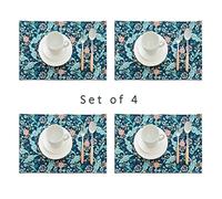 Obal William Morris Placemats Set of 4, Non-Slip Heat Stain Resistant Place Mats Washable Dining Table Mats for Dinner Sets Home Kitchen (Blue Wilhelmina, 45x30cm)