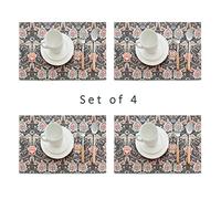 Obal William Morris Placemats Set of 4, Non-Slip Heat Stain Resistant Place Mats Washable Dining Table Mats for Dinner Sets Home Kitchen (Tear Honeysuckle, 45x30cm)