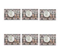 Obal William Morris Placemats Set of 6, Non-Slip Heat Stain Resistant Place Mats Washable Dining Table Mats for Dinner Sets Home Kitchen (Teal Honeysuckle, 45x30cm)