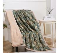 Obal William Morris Sherpa Fleece Blanket Fluffy Throw Blankets for Bed and Couch Soft Microfiber Throws (Honeysuckle, Travel/Single 150x130)
