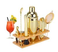 OBALY Bartender Kit 11-Piece Cocktail Shaker-Muddler for Cocktails 25oz Boston Shaker-Bar Accessories with Stylish Bamboo Stand Mix Drink Shaker kit Perfect Martini kit with Cocktail Recipes Booklet