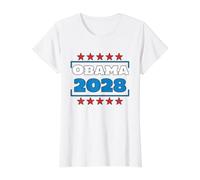 Obama 2028 3rd Term Presidential Election Vote Blue Value Graphic T-Shirt, Women, White, XL
