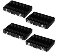 OBANGONG 4 Pcs Mini Business Card Holder for Men Cute Black Password Briefcase Suitcase Aluminum Business Card Case Metal Credit Card Holder ID Cards Briefcase Gift for Woman, Black