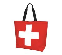 OBAOYY Swiss Flag Tote Bags Reusable Women Shoulder Travel Beach Bag Shopping Work Daily - Stylish Shoulder Bag, Black, One Size
