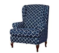 OBASDFD 2 Piece Stretch Wingback Chair Cover Set For Living Room And Bedroom(Blue-1)