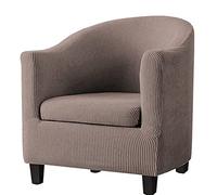 OBASDFD 2 Piece Tub Chair Slipcover, Elastic Bottom Armchair Cover With Cushion Protector, Machine Washable Sofa(Khaki)