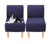OBASDFD Armless Accent Chair Slipcover Set Of 2, Stretch Fabric Covers For Modern Living Room(Navy Blue)