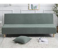 OBASDFD Armless Sofa Bed Slipcover Stretch Removable Non-Slip Furniture Protector Thick Futon Cover(Green,L(190-220cm))