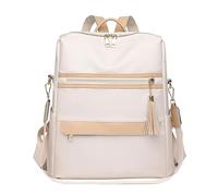 OBASDFD Fashion Cloth Canvas Backpack For Women Soft Leather Backpacks Travel Bags Cute Tote Womens Purses And Handbags(White)